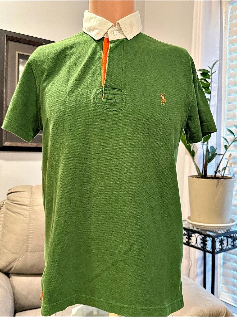 Polo Ralph Lauren Short-Sleeve Rugby Shirt Green & Orange